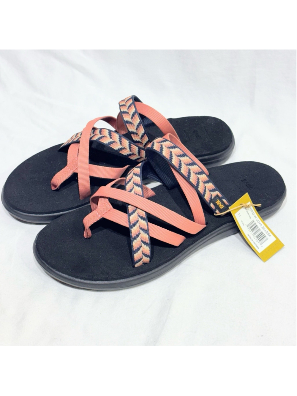 Teva Voya Zillesa Strappy Slide Sandals Retro Geometric Orange Womens Size 11